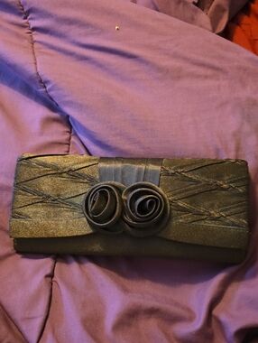 NWT Tiva Elegant Black Satin Rose Clutch - Women's Evening Bag